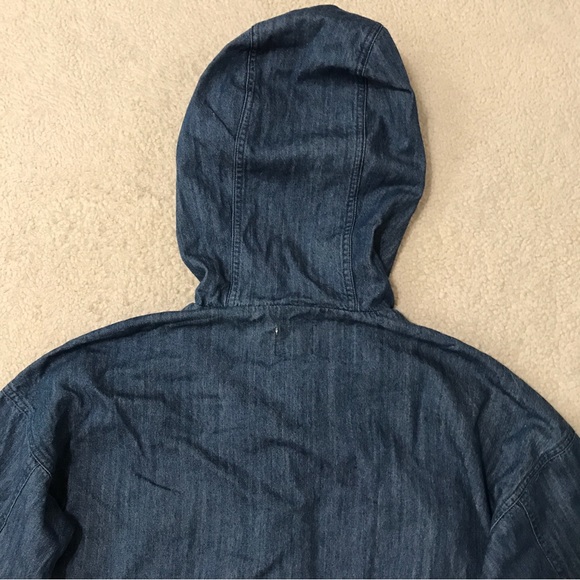SOLD Forever 21 Denim Hoodie Jacket Oversized Parka Blue Pit to Pit 21” Size XS - Picture 15 of 16